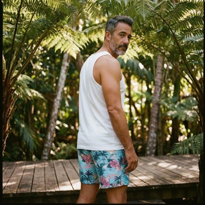 Мужские брюки Burnside Men's 6" Compression Liner Volley Swim Trunks | Aqua Hawiian Print Large — фото 4