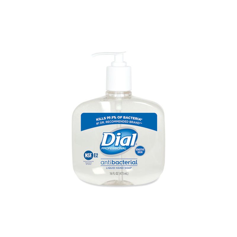 Dial Professional Antibacterial Liquid Hand Soap for Sensitive Skin, Floral, 16 oz Pump, 12/Carton, 1 of 2