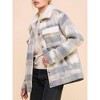 Women's Plaid Teddy Collar Jacket - ALLIE ROSE - 3 of 3