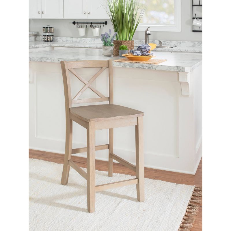 24&#34; Torino Solid Wood Traditional X-Back Counter Height Barstools Gray Wash - Linon, 2 of 14