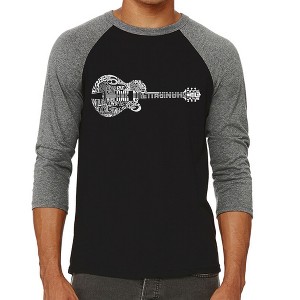 LA Pop Art Men's Raglan Baseball Word Art T-shirt - Country Guitar - 1 of 4