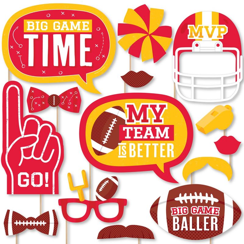 Big Dot of Happiness The Big Game - Red and Yellow - Football Party Photo Booth Props Kit - 20 Count, 1 of 7