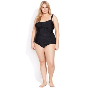 Avenue Women's Plus Size Twist Tankini Top - 1 of 3