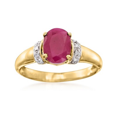Ross-Simons 1.60 Carat Burmese Ruby Ring With Diamond Accents in 14kt Yellow Gold