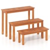 Tangkula Wooden Plant Stand Set of 3 w/ Teak Oil Finish Slatted Top for Patio Garden - 4 of 4