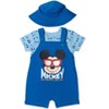 Disney Mickey Mouse Baby French Terry Short Overalls T-Shirt and Hat 3 Piece Outfit Set Newborn to Infant - 2 of 4
