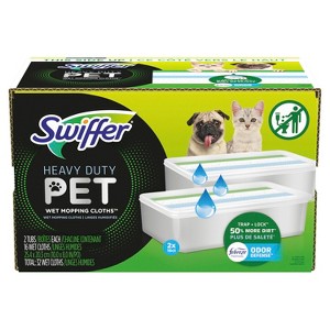Swiffer Sweeper Pet Heavy Duty Multi-Surface Wet Cloth Refills for Floor Mopping and Cleaning, Fresh scent, 16 count, Pack of 2 - 1 of 4