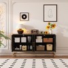 Rattan Cabinet, Sideboard Buffet Cabinet with 2 Adjustable Height Shelf, Metal Handle and Legs, 220 Lbs Weight Capacity, Retro Accent Storage Cabinet - 2 of 4