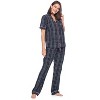 Ashford & Brooks Women's Woven Short Sleeve Shirt and Pajama Pants Set - 2 of 4