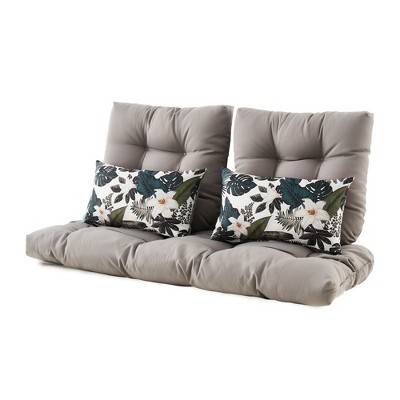 ARTPLAN All Weather Chair Outdoor Cushions Settee Loveseat Bench Cushions Set of 5 Wicker Tufted Pillow for Patio Outdoor Furniture