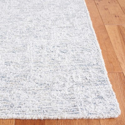 Ivory and Grey Tufted Wool Runner Rug, 9 ft.