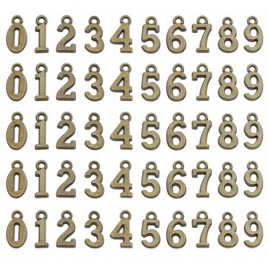 Unique Bargains Metal Bulk Elegant DIY Crafts Jewelry Making 0-9 Numbers Pendant 5 Pcs - 1 of 4