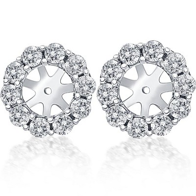 Pompeii3 14K White Gold 1 1/2 Ct. Diamond Studs Earring Jackets (9mm) Lab Created