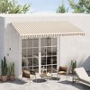 Vynxaria Retractable Awning - 3' x 8' Patio Sunshade Canopy with Manual Crank - Beige Stripes - 2 of 4