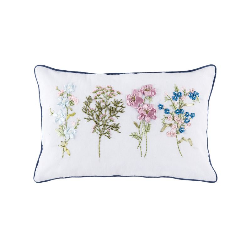 C&F Home Delicate Floral Ribbon Pillow, 1 of 5