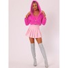 INSPIRE CHIC Women's Casual Hooded Zip Up Long Sleeve Cropped Faux Fur Jacket - 3 of 4