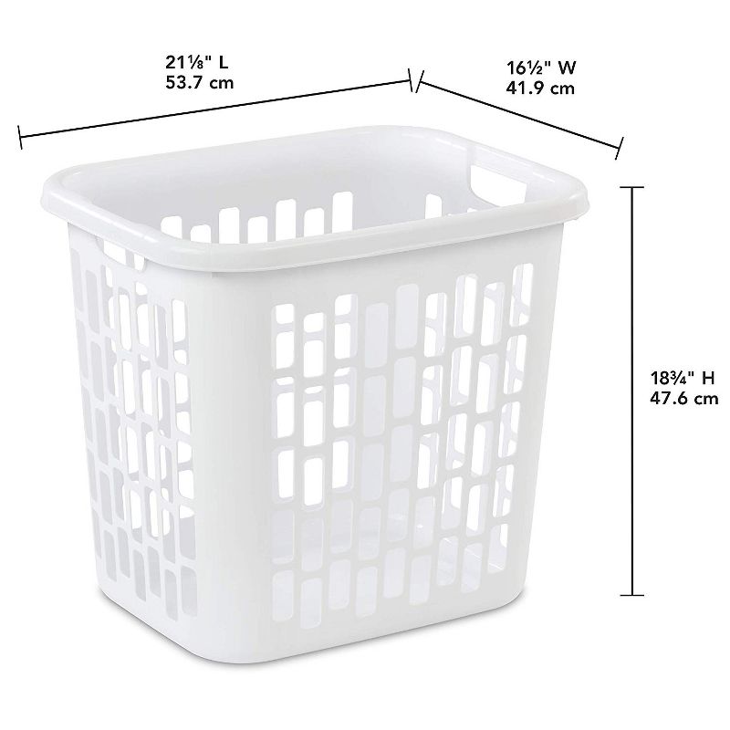 Sterilite Ultra Easy Carry Plastic Dirty Clothes Laundry Basket Hamper with Integrated Handles and Ventilation Holes, White (16 Pack), 3 of 4