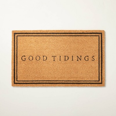 Good Tidings Bordered Rectangular Outdoor Doormat Black/Tan - Hearth & Hand™ with Magnolia