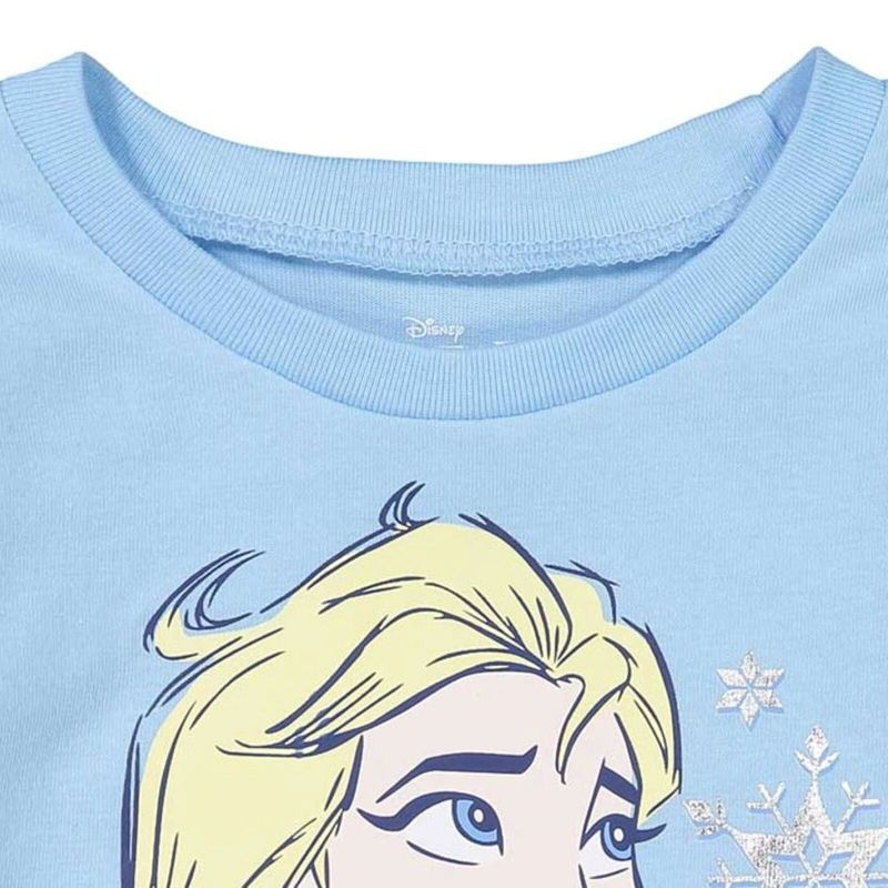 Disney Princess Anna Elsa Frozen Girls Graphic T-Shirt and Leggings Outfit Set Toddler to Big Kid, 4 of 9