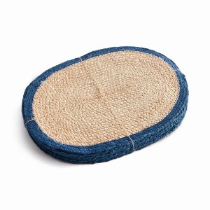 Plum & Post Jute Coil Oval Placemats, Set of 8 - Natural/Navy - 1 of 4