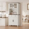 72" Pantry Cabinet with Storage Drawers, Tall Kitchen Pantry Storage Cabinet with 2 Glass Doors, Farmhouse Kitchen Hutch for Living Room - 2 of 4