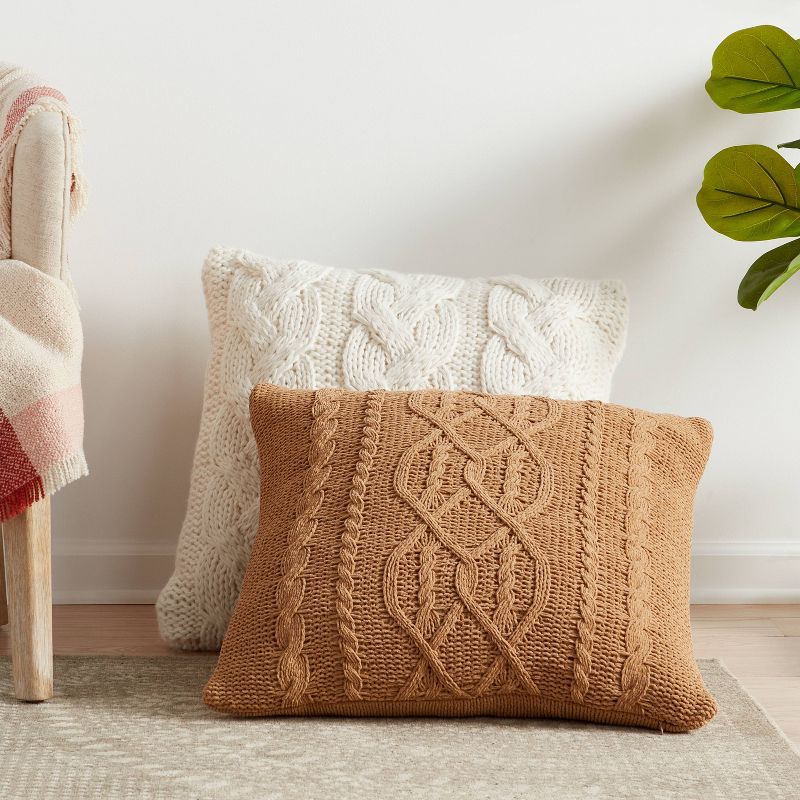 Oversized Cable Knit Chenille Throw Pillow - Threshold&#153;, 3 of 12