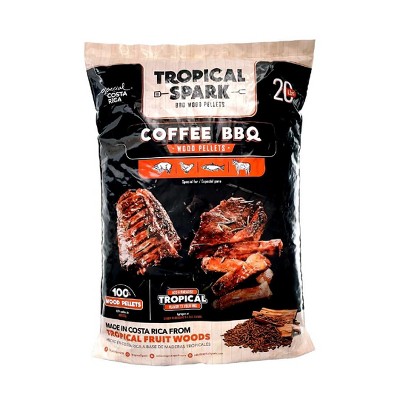 Tropical Spark Wood Chips  Perfect for BBQ, Smoking, Grilling, Bake, Roast, Braise  Premium 100% All-Natural  Coffee Wood  20 lb. Bag