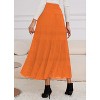 Women's 2025 Boho Chiffon Maxi Skirt - Flowy Pleated A-Line Long Skirt with Elastic Waist Pumpkin - 2 of 4