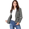 INSPIRE CHIC Women's Notched Collar Long Sleeve Button Front Striped Blazer - 4 of 4