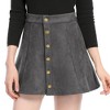 INSPIRE CHIC Women's Faux Suede Button Front A-Line High Waisted Mini Short Skirt - 2 of 4
