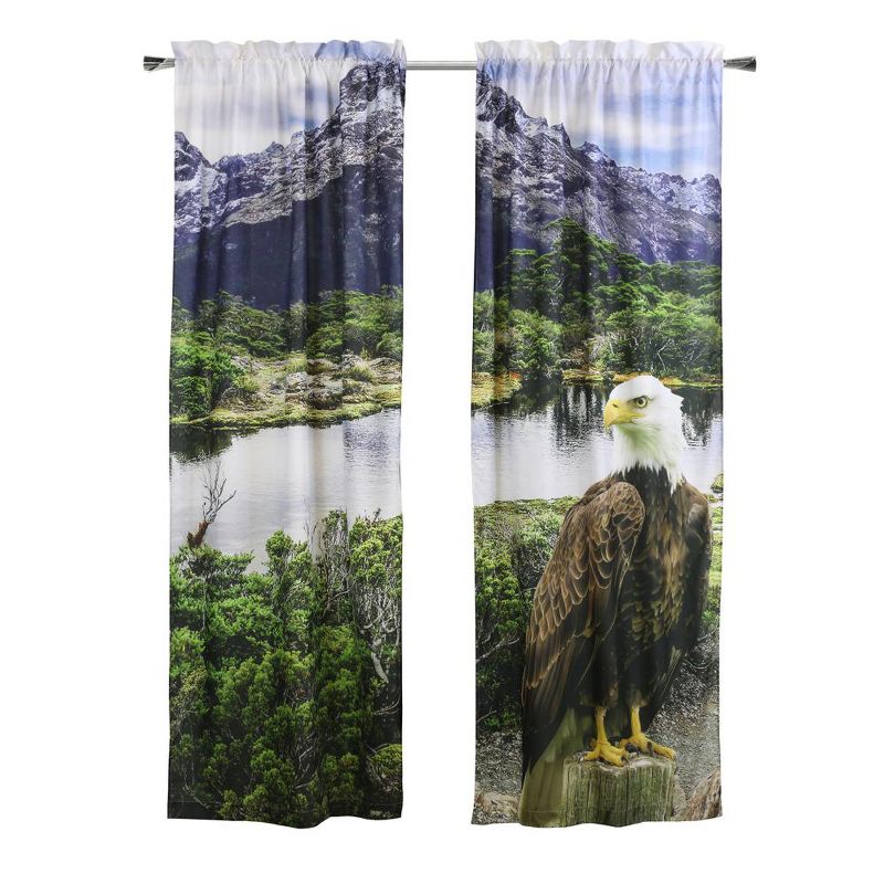 Habitat Photo Real American Bald Eagle Light Filtering Pole Top Curtain Panel Pair Each 37" x 84" Multicolor, 2 of 6