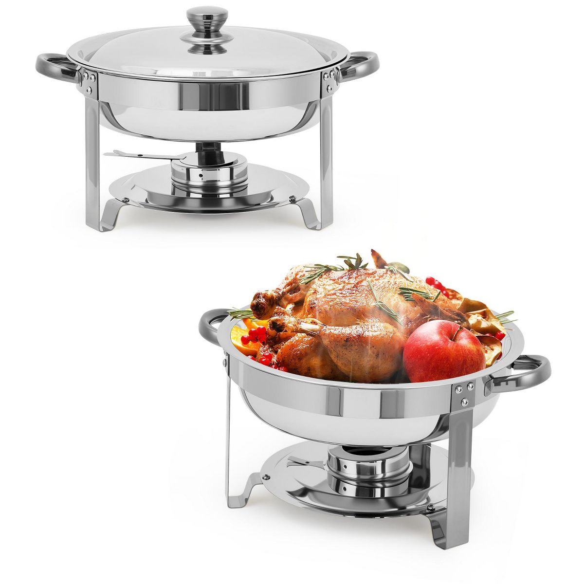Garvee Chafing Dishes for Buffet Set, 5 QT Round Buffet Servers and Food Warmer Set with Lid, Stainless Steel Chafers for Catering Parties