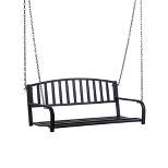 Outsunny 2-Person Metal Outdoor Porch Swing, Hanging Outdoor Swing Chair, Hanging Steel Patio Bench for Deck, 528lb Weight Capacity, Black