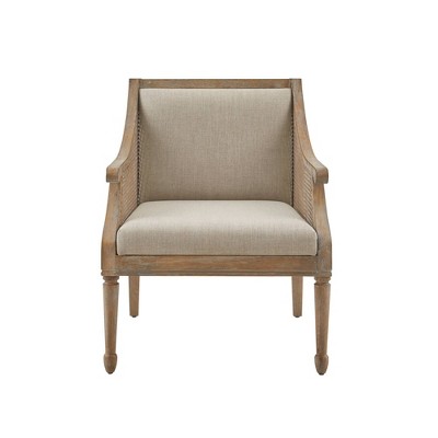 Isla Natural Wood and Beige Cushion Farmhouse Accent Chair