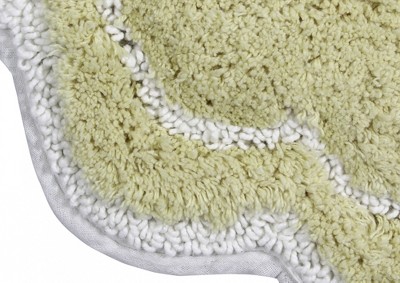 Green Cotton Tufted Bath Rug Set with Non-Slip Backing