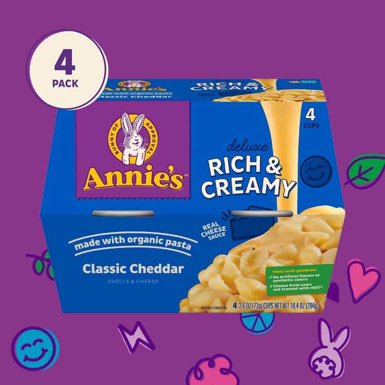 Annie's Deluxe Rich & Creamy Classic Cheddar Mac and Cheese Microwavable Cups - 10.4oz/4pk, 4 of 6