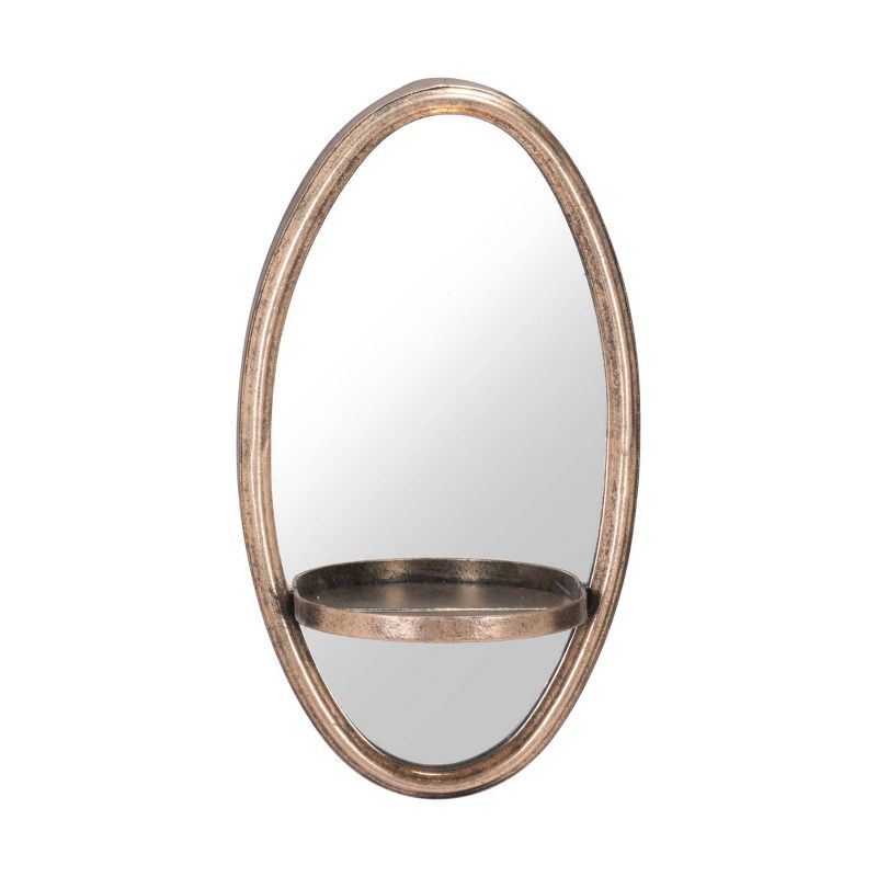 ZM Home 12" Luxe Oval Mirrored Shelf Gold, 4 of 7