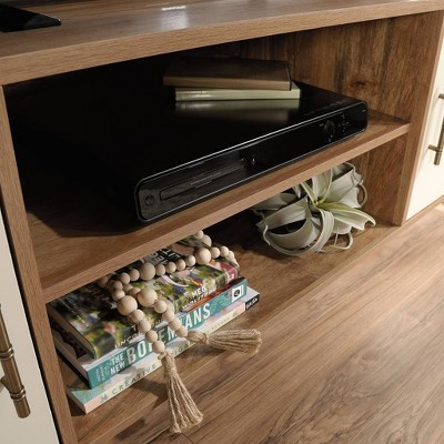 Sindoori Mango and Ivory Mid-Century Modern TV Stand with Cabinet