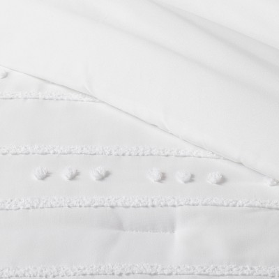 Threshold 5pc Full/Queen Clipped Stripe Poms Comforter Bedding Set White - Threshold™: Dobby Polyester, OEKO-TEX Certified — фото 4