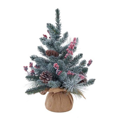 Kurt Adler 18" Flocked Red Berries and Pinecone Tree