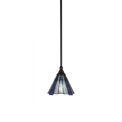 Toltec Lighting Any 1 - Light Pendant in  Dark Granite with 7" Sea Ice Art Glass Shade