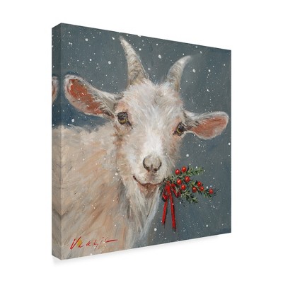 Trademark Fine Art -Mary Miller Veazie 'Goat With Holly' Canvas Art