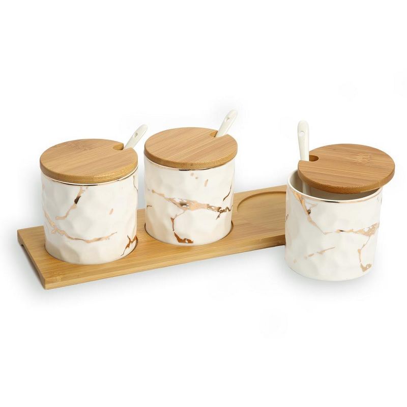 Classic Touch White Porcelain Canister Set  with Gold Design -11.25"L, 3 of 4