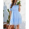 Women's Polka Dot Midi Dress Short Sleeve Tie Neck Wrap Style Casual Summer Sundress - 2 of 4