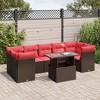vidaXL 8 Piece Garden Sofa Set with Cushions - Brown Poly Rattan - 2 of 4