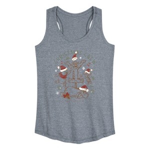 Women's - Winnie the Pooh - Tigger, Pooh, Eeyore, & Piglet Christmas Crew Graphic Racerback Tank - 1 of 4