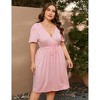 WhizMax Women's Plus Size Floral Summer Dresses for Women V Neck High Waist Dress A Line Midi Short Sleeve Dress - 2 of 4