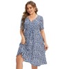 V Neck Hide Belly Dresses for Plus Size Women Sundress Drawstring Waist Short Sleeve Dress Fit and Flare Dress Midi Dress - 3 of 4