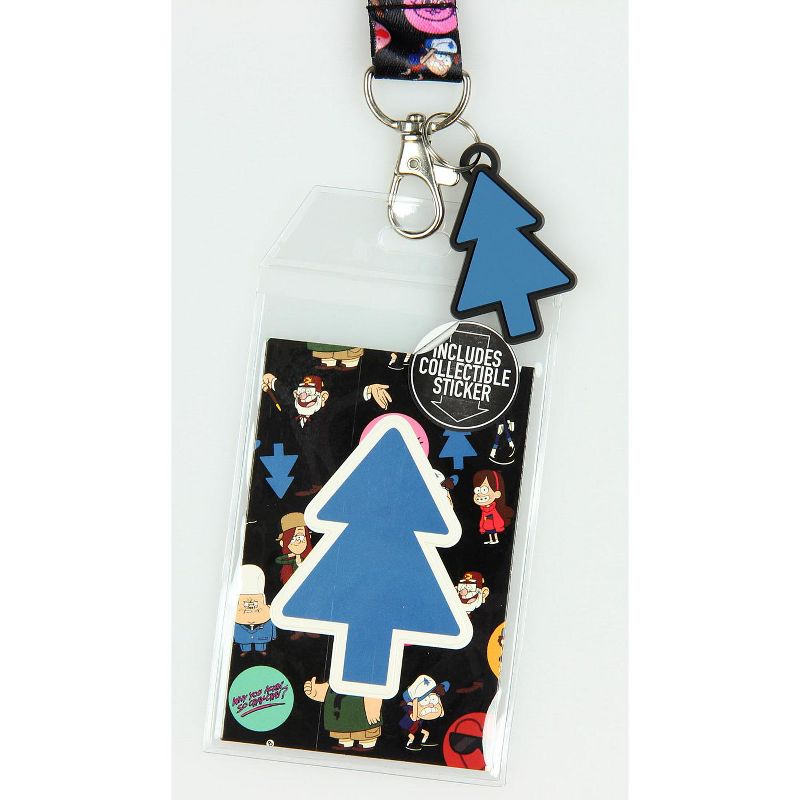 Disney Gravity Falls Just West of Weird Lanyard Keychain ID Holder Tree Rubber Charm and Sticker Multicoloured, 2 of 4