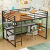 NicBex Full Loft Bed with Desk Metal Bed Frame with 4 Drawers, Long Storage Shelves, Ladder and Full Length Guardrail, No Box Spring Required - 2 of 4